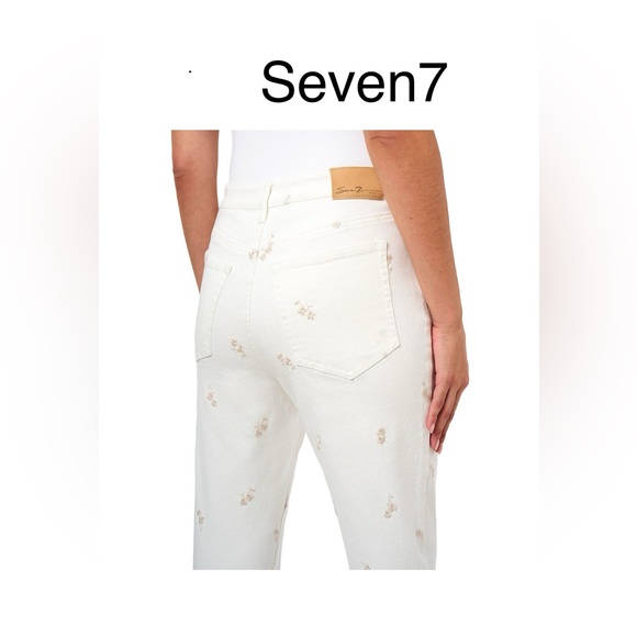 Women’s seven7 straight 90s cream jeans size 10 flowers  on theme - Picture 1 of 7